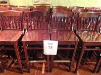 (6) BAR HEIGHT WOOD STOOLS (FLOOR TO SEAT 30"/ FLOOR TO HIGHEST POINT 44") (TILTED KILT RESTAURANT)