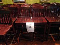 (6) BAR HEIGHT WOOD STOOLS (FLOOR TO SEAT 30"/ FLOOR TO HIGHEST POINT 44") (TILTED KILT RESTAURANT)