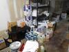 (LOT) ASST'D KITCHEN WARE, GLASSES, DISPOSABLES, CLEANING SUPPLIES, TABLES, OUTDOOR UMPRELLAS, DECORATIONS, FANS, CABINTES, ETC. (TILTED KILT BASEMENT) - 3