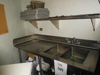 (1) TWO RIVERS STAINLESS STEEL SINK 72" X 30" X 36" AND (2) STAINLESS STEEL SHELVES (COCO WATER PARK)