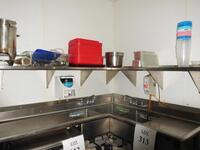 STAINLESS STEEL L-SHPAPE SINK, SHELVING UNIT AND (2) RACKS (COCO WATER PARK)