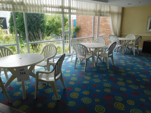 (3) GROSFILLEX 42" ROUND TABLES WITH 4 CHAIRS EACH (COCO WATER PARK)