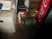 (LOT) CONTENTS OF ROOM, HOSES, BELTS, AIR COMPRESSOR, CARTS, CABINETS, BOLTS, NUTS, CLAMPS, DRILL PRESS, GRINDER, HAND TOOLS, WORK BENCHES ETC. (Coke Refrigerator Not Part of Lot) (ROOMS 1ST FLOOR BASEMENT)