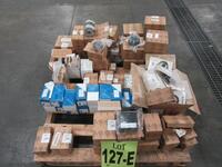 LOT ASST'D RIELLO ASST'D PARTS, TRANSFORMERS, ELECTRONIC IGNITION BOXES, LEAD, FILTERS, AIR SWITCHES, MOTORS, IMPELLER, SPRAY NOZZLES, (1 PALLET)