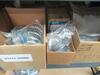 LOT ASST'D PARTS FOR HEATERS, GENERATORS, AIRMAN, ISUZU, KUBOTA, NISSAN DIESEL, UD TRUCKS, BELTS, RELAYS, GLOW PLUGS, THERMO SWITCHES, COPPER FITTINGS, PLUS 52 SECTIONS OF METAL SHELVING, ETC.. - 26