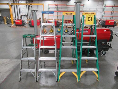 LOT (4) ASST'D LADDERS, (3) 6'FT, (1) 4'FT