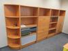 L SHAPE WOOD DESK WITH CHAIR, AND (4) COMBINATION CABINETS - 2