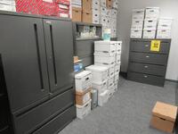 LOT (7) ASST'D LATERAL FILE CABINETS, (1) METAL 5 DRAWER, (2) METAL 4 DRAWER, (3) METAL 3 DRAWER, (1) METAL COMBINATION CABINET