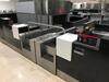 A pair of check in desks with Avery Weigh-Tronix scales 2KG-150KG. D 900mm, W 1250mm, H 1160mm. Weigh belt 900mm by 750mm. Feeder belt 1330mm by 750mm. Each desk complete with display screen and bracket. Desks consist of three drawers, digital display and