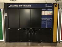Customs Information display board with three built in screens. NEC multisync P462 46 inch W3000mm H2430mm