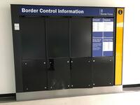 Border control information board with three NEC 46 inch displays. W3000mm H2400mm