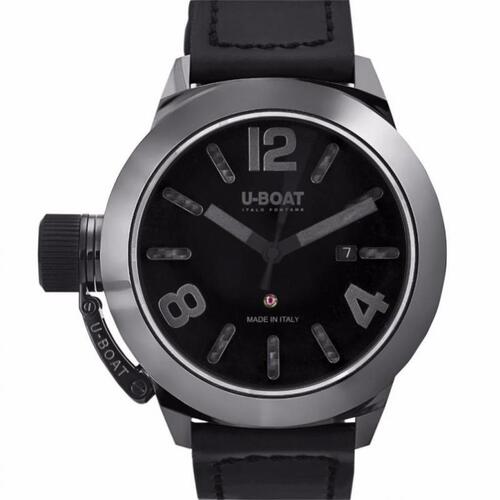 U-Boat Men's Classico Automatic Black Genuine Leather and Dial - UBOAT-7337 - New, With Box, Booklet Included