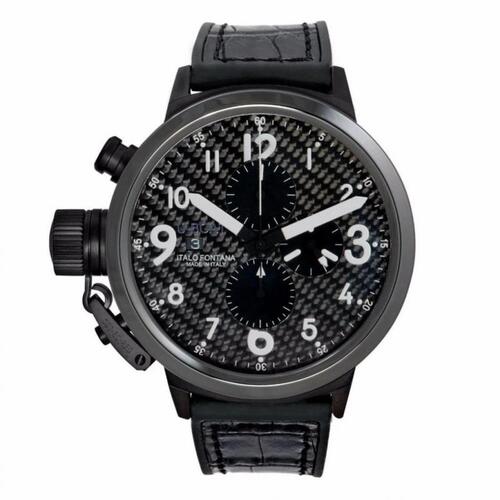 U-Boat Men's Flightdeck Auto Chron Black Alligator & Rubber Silver-Tone Hand - UBOAT-7118 - New, With Box, Booklet Included