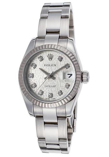 Rolex Women's Pre-Owned Oyster Datejust Diamond Auto SS Silver-Tone Dial SS - ROLEX-179174-PO - Previosly Owned, With Box, No Papers