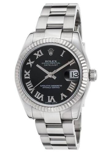 Rolex Women's Pre-Owned Datejust Auto Stainless Steel Black Dial Rolesor - ROLEX-178274-PO - Previosly Owned, With Box, No Papers