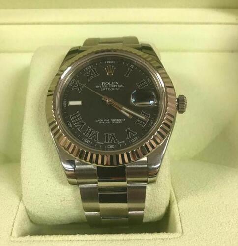 Rolex Men's Pre-Owned Datejust Automatic Stainless Steel Black Dial Rolesor - ROLEX-116234-2-PO - Previosly Owned, With Box, Booklet Included