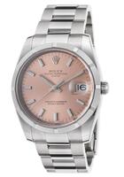 Rolex Women's Pre-Owned Datejust 34 mm Automatic Stainless Steel Pink Dial - ROLEX-115210-PO - Previosly Owned, With Box, Booklet Included