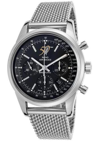 Breitling Men's Transocean 50th Anniv. Reno Air Races Auto Chrono SS Black Dial - BREITLING-AB01528G-BC95MS - New, With Box, Manual and Papers Included