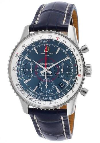 Breitling Men's Ltd Ed Montbrillant Auto Chrono Blue Gen Crocodile & Dial - BREITLING-AB0130C5-C894LS - New, With Box, No Papers