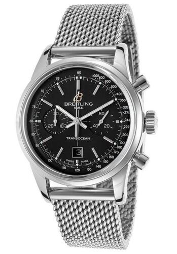 Breitling Transocean 38 Automatic Chronograph Stainless Steel Black Dial SS - BREITLING-A4131012-BC06 - New, With Box, Manual and Papers Included