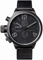 U-Boat Men's Classico Automatic Chronograph Black Leather Carbon Fiber Dial - UBOAT-2278 - New, With Box, Manual Included