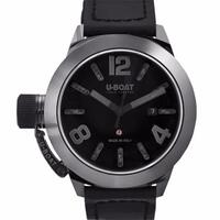 U-Boat Men's Classico Automatic Black Genuine Leather and Dial - UBOAT-7337 - New, With Box, Manual Included"