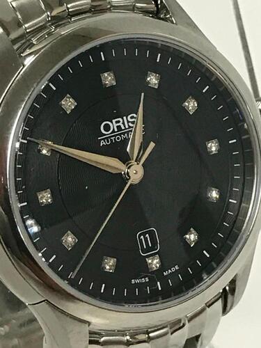 ORIS ARTELIER DATE AUTOMATIC WOMEN'S WATCH, 12 DIAMONDS ON DIAL, CUT 8/8, COLOR G, CLARITY si2, WEIGHT. 0.0650, STAINLESS STEEL, 3 BAR, FRONT SAPPHIRE CRYSTAL, LEATHER STRAP, MODEL: 7604 - Store Display, With Box, Registration Card Included, No Manual