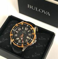 BULOVA SOLANO MARINE STAR LEATHER STRAP WATCH, MODEL:98B154 - Store Display, With Box, Manual Included