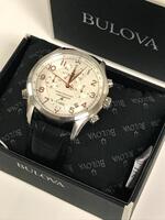 BULOVA PRECISIONIST CHRONOGRAPH WATCH, WHITE DIAL, LEATHER STRAP, MODEL: 96B182 - Store Display, With Box, Manual Included