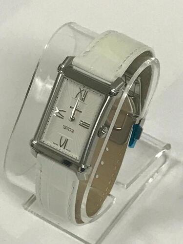ETERNA DIAMOND CONTESSA TWO-HANDS WHITE LEATHER WOMEN'S WATCH, MODEL: 2410.41, (NEEDS BATTERY) - Store Display, No Box, Manual Included
