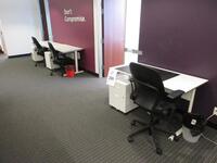 LOT (3) SMALL WHITE DESK WITH PEDESTAL AND OFFICE CHAIR, 54.5" LONG X 28.5" WIDE X 29" HEIGHT