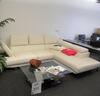 L-SHAPE SOFA WITH GLASS COFFEE TABLE, SOFA 114" LONG X 82" WIDE, TABLE 45" LONG X 29.5 WIDE