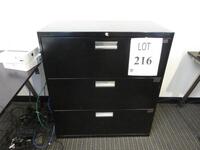 LOT (2) BLACK 3 DRAWER LATERAL FILE CABINETS