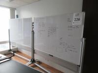 LOT (2) DOUBLE SIDED MOBILE WHITEBOARDS, 6'W X 4' H, (SOME DENTS ON WHITEBOARDS)