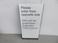 German phrase sign, pole or wall mounted sign, steel and plastic construction, H630mm, W300mm, D100mm.