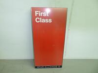 FIRST CLASS, pole or wall mounted sign, steel and plastic construction, H630mm, W300mm, D100mm.