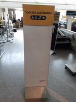 Free standing display sign, steel and plastic sheet, H1800mm, W500mm, D390mm