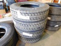 (4) NEW GOODYEAR G572A LHD 11R22.5 DRIVE TIRES