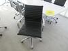 WHITE CONFERENCE TABLE WITH METAL LEGS ON CASTERS 7' X 3' X 29", (7) BLACK AND CHROME CHAIRS, (2ND FLOOR) - 2