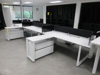 STEELCASE 6 PERSON WORK STATION W/ 6 CABINETS AND NO CHAIRS 232" X 131" X 29", (2ND FLOOR)