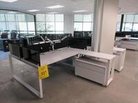 STEELCASE 8 PERSON WORK STATION W/ 8 CABINETS AND NO CHAIRS 29' X 11' X 29", (2ND FLOOR)