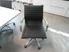 WHITE CONFERENCE TABLE WITH METAL LEGS ON CASTERS 8' X 3' X 29", (8) BLACK AND CHROME CHAIRS, (2ND FLOOR) - 2