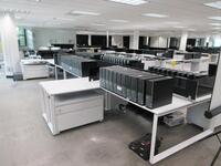 STEELCASE 8 PERSON WORK STATION W/ 8 CABINETS AND NO CHAIRS 26' X 11' X 29", (2ND FLOOR)