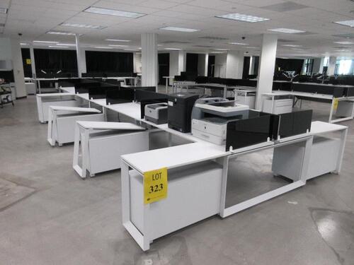 STEELCASE 8 PERSON WORK STATION W/ 8 CABINETS AND NO CHAIRS 26' X 11' X 29", (2ND FLOOR)