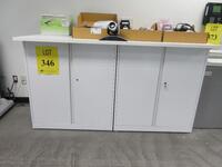 STEELCASE STORAGE UNIT W/ 2 CABINETS AND WOOD WHITE TOP 4' X 30" X 40 1/2", (2ND FLOOR)