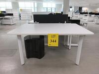 LOT OF (2) WHITE TABLES WITH METAL LEGS, 6' X 4' X 37", (2ND FLOOR)