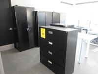 LOT (2) BLACK 4 DRAWER LATERAL FILES AND (1) 4 DRAWER FILE CABINET, (3RD FLOOR)