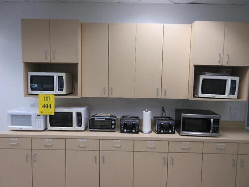 LOT ASST'D MICROWAVES, SMALL OSTER OVEN, AND TOASTERS, (1ST FLOOR)