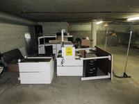 LOT ASST'D STEELCASE MODULAR PARTS, PANELS, 2 DRAWER LATERALS, DESK TOPS, (1P AND 2P PARKING LOT)