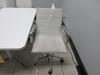 WHITE CONFERENCE TABLE WITH METAL LEGS 5' X 3' X 29", (5) WHITE AND CHROME CHAIRS, (1ST FLOOR) - 2